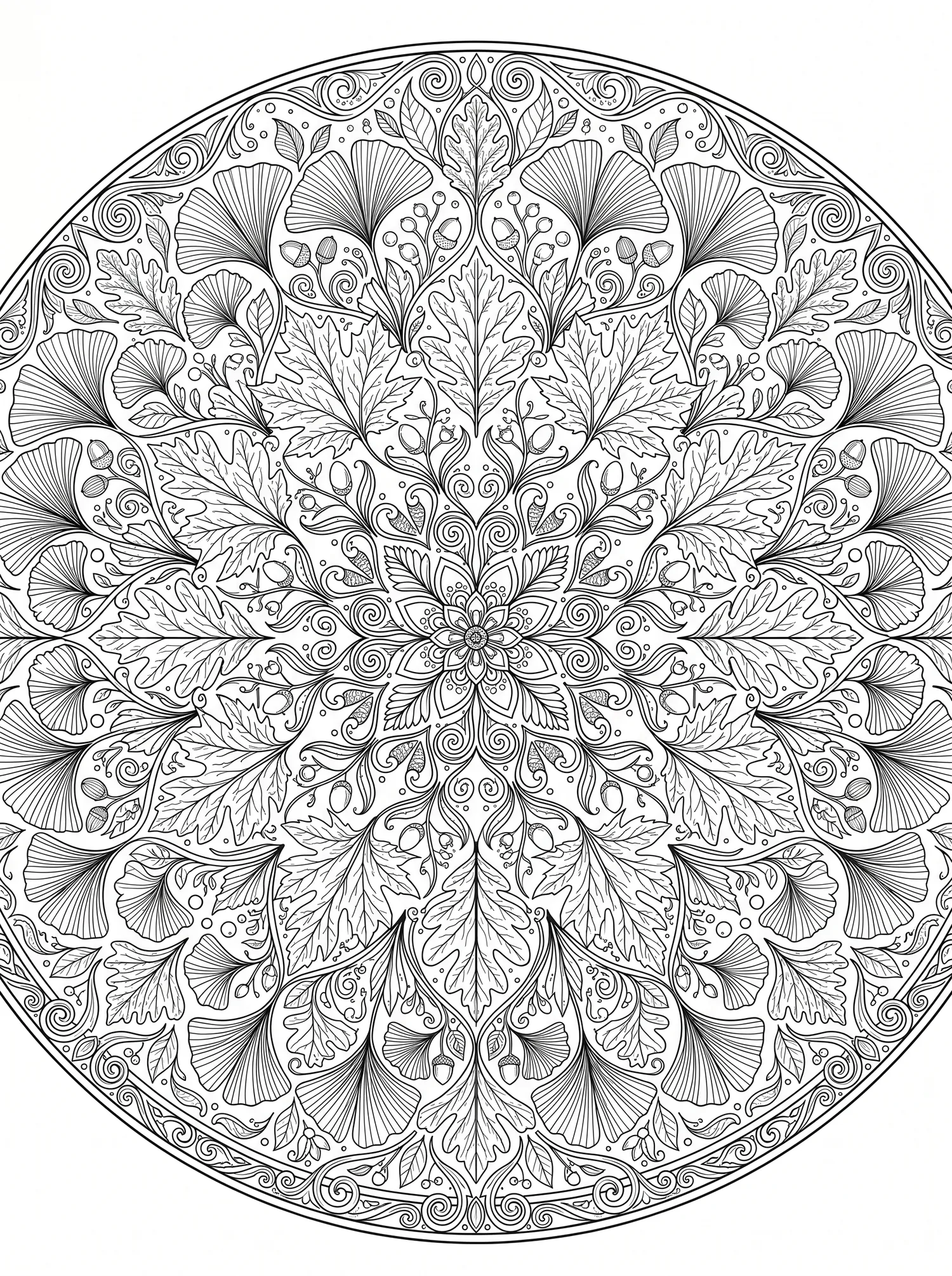 Mandala Feuilles d'Automne - Coloriage mandala à imprimer gratuitement
